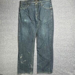 Sean John Mens Blue Jeans Denim Pants Embroidered Cross Pockets Distressed 36x32